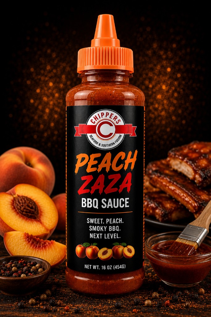 Chippers Peach Zaza BBQ Sauce bottle